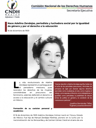 Nace Adelina Zendejas, periodista y luchadora social por la igualdad de género y por el derecho a la educación