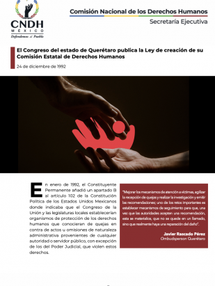El Congreso del estado de Querétaro publica la Ley de creación de su Comisión Estatal de Derechos Humanos