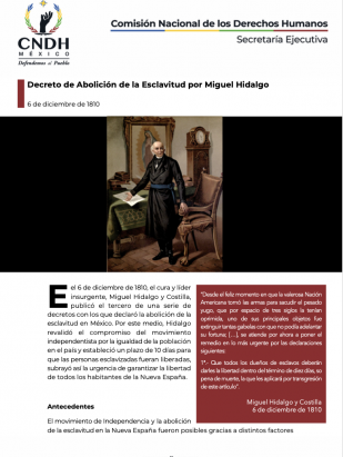 Decreto de Abolición de la Esclavitud por Miguel Hidalgo