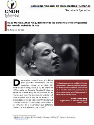 Nace Martin Luther King, defensor de los derechos civiles y ganador del Premio Nobel de la Paz
