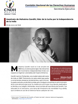 Asesinato de Mahatma Gandhi, líder de la lucha por la independencia de la India