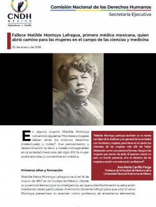 Fallece Matilde Montoya Lafragua, primera médica mexicana, quien abrió camino para las mujeres en el campo de las ciencias y medicina