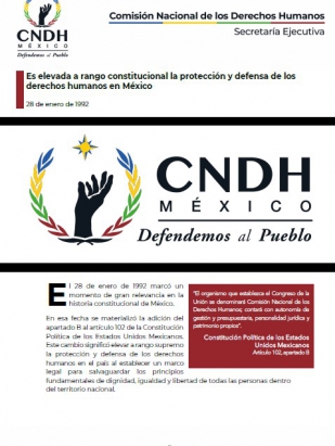 Es elevada a rango constitucional la protección y defensa de los derechos humanos en México