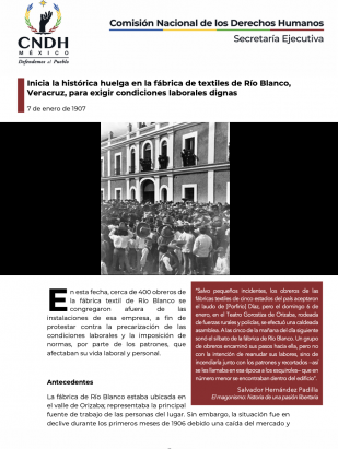 Inicia la histórica huelga en la fábrica de textiles de Río Blanco, Veracruz, para exigir condiciones laborales dignas