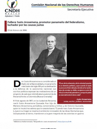 Fallece Justo Arosemena, promotor panameño del federalismo, luchador por las causas justas