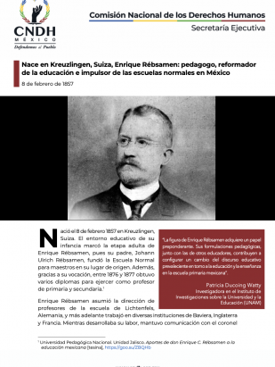 Nace en Kreuzlingen, Suiza, Enrique Rébsamen: pedagogo, reformador de la educación e impulsor de las escuelas normales en México