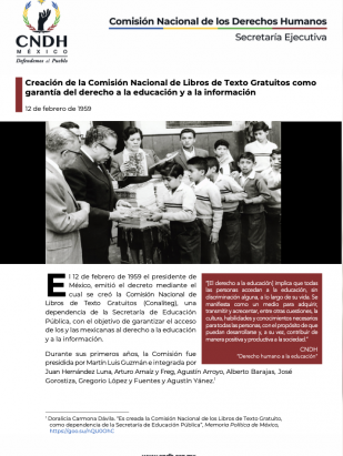 Creación de la Comisión Nacional de Libros de Texto Gratuitos como garantía del derecho a la educación y a la información