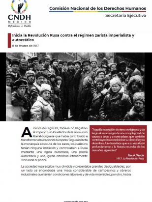 Inicia la Revolución Rusa contra el régimen zarista imperialista y autocrático