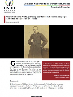 Muere Guillermo Prieto, político y escritor de la Reforma; abogó por la libertad de expresión en México