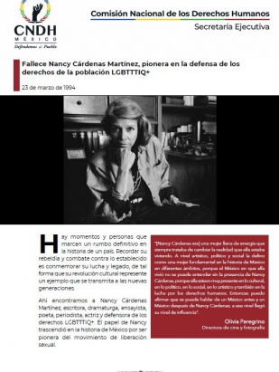 Fallece Nancy Cárdenas Martínez, pionera en la defensa de los derechos de la población LGBTTTIQ+