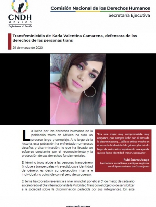 Transfeminicidio de Karla Valentina Camarena, defensora de los derechos de las personas trans