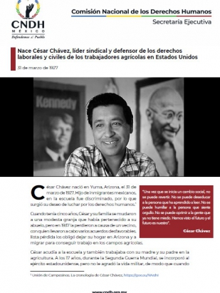 Nace César Chávez, líder sindical y defensor de los derechos laborales y civiles de los trabajadores agrícolas en Estados Unidos