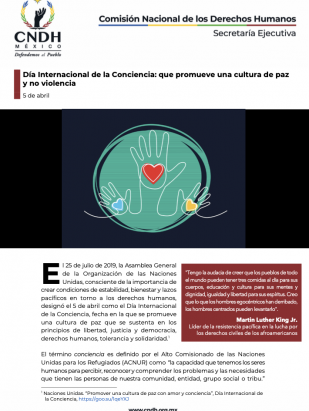 Día Internacional de la Conciencia: que promueve una cultura de paz y no violencia