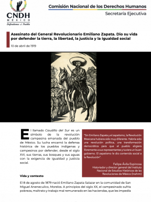 Asesinato del General Revolucionario Emiliano Zapata. Dio su vida por defender la tierra, la libertad, la justicia y la igualdad social