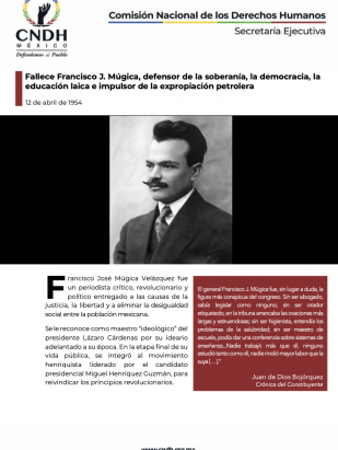 Fallece Francisco J. Múgica, defensor de la soberanía, la democracia, la educación laica e impulsor de la expropiación petrolera