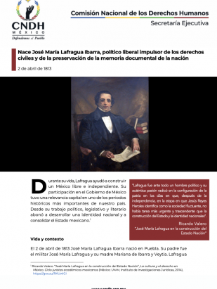Nace José María Lafragua Ibarra, político liberal impulsor de los derechos civiles y de la preservación de la memoria documental de la nación