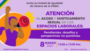Transmisión en Vivo. Atención al Acoso y Hostigamiento Sexual en los espacios laborales: Pendientes, desafíos y perspectivas no punitivas