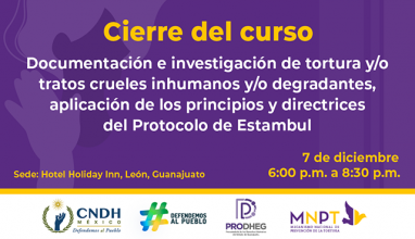 Cierre del curso Documentación e investigación de tortura. Protocolo de Estambul