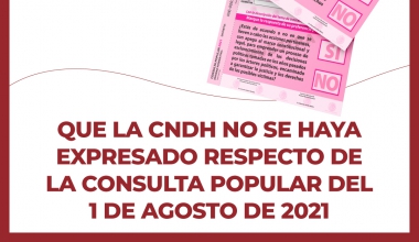 Que la CNDH no se haya expresado respecto de la consulta popular del 1 de agosto de 2021